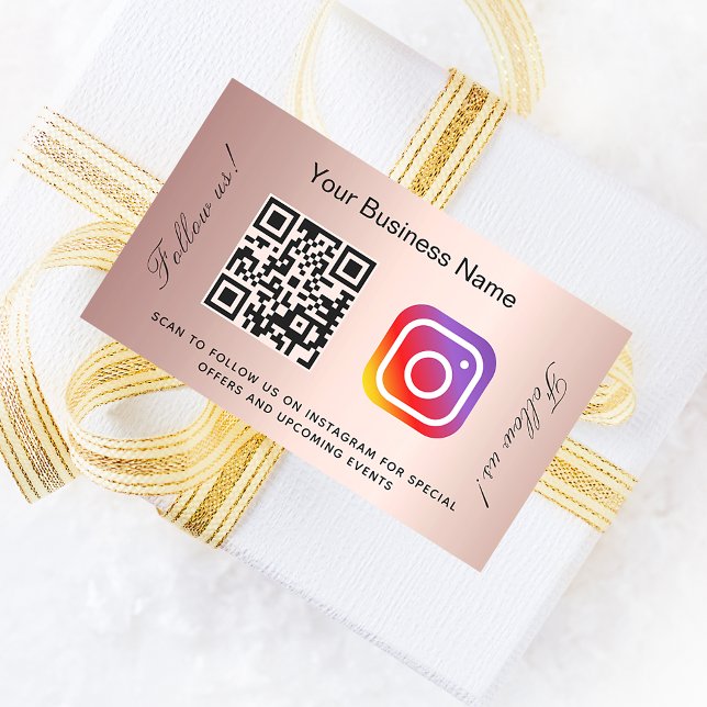 Rose gold Erröten Firmenname qr Codeinstagramm Rechteckiger Aufkleber (Von Creator hochgeladen)