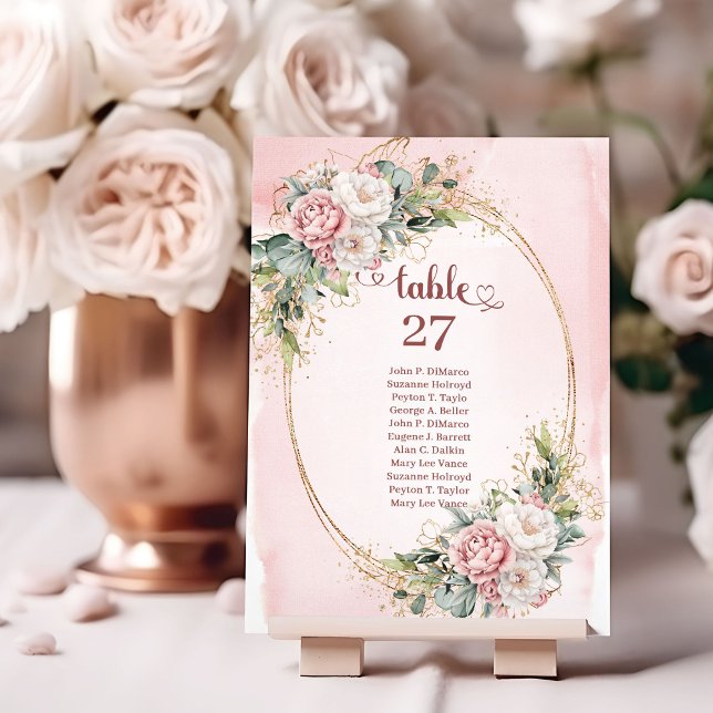 Rose Gold Eucalyptus Wedding Table Number Sign Tischnummer (Rose Gold Eucalyptus Wedding Table Number Sign)