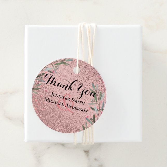 Rose Gold Eukalyptus Blätter Foil Look WEDING Geschenkanhänger (Beispiel)