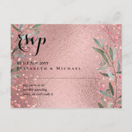 Rose Gold Eukalyptus Blätter Foil Look WEDING Postkarte