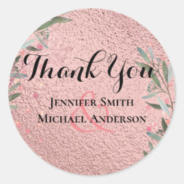 Rose Gold Eukalyptus Blätter Foil Look WEDING Runder Aufkleber