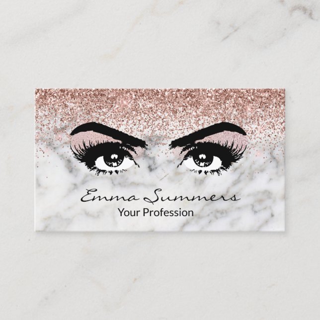 Rose Gold Eyebrow Eyelash Marmor Makeup Augen Visitenkarte (Vorderseite)