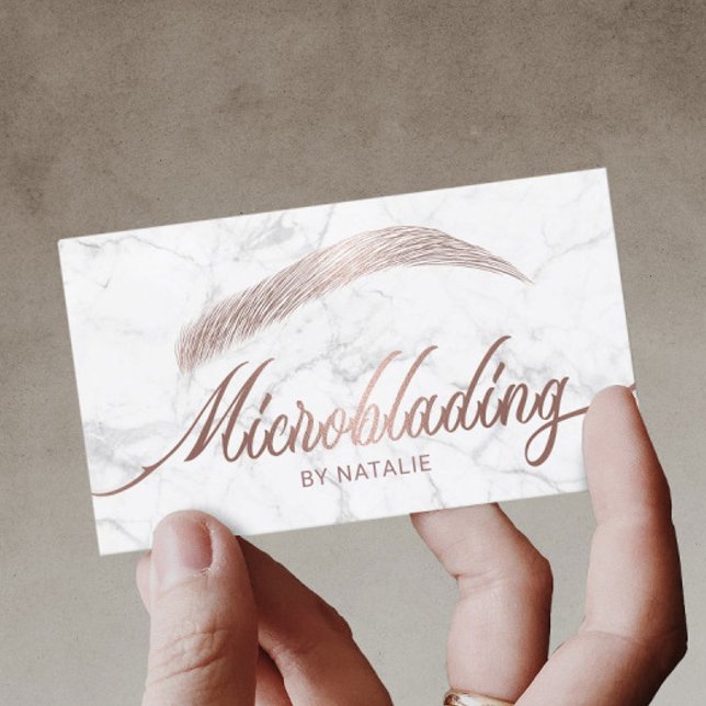 Rose Gold Eyebrow Salon Microblading Marmor Visitenkarte (Von Creator hochgeladen)