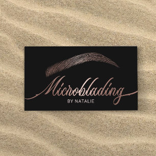 Rose Gold Eyebrow Salon Microblading Typography Visitenkarte