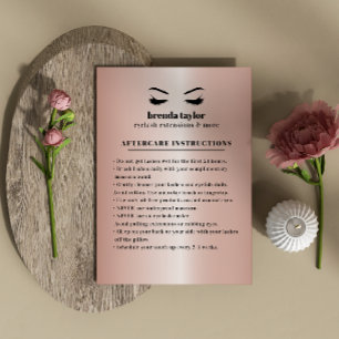 Rose Gold Eyelash Browbar Aftercare Instructions Visitenkarte