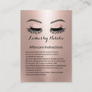 Rose Gold Eyelash Erweiterungen Nachsorgeanleitung Visitenkarte