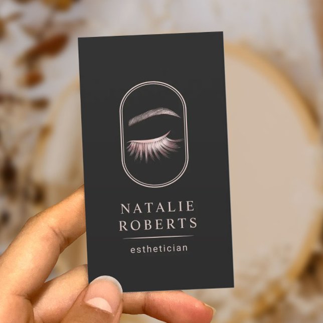 Rose Gold Eyelash Logo Makeup Artist Esthetician Visitenkarte (Von Creator hochgeladen)