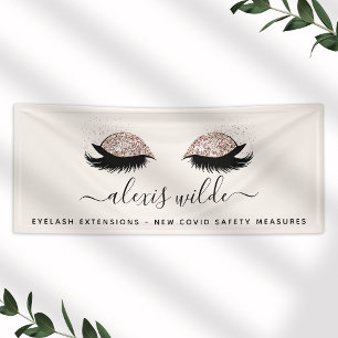 Rose Gold Eyelashes Business Banner
