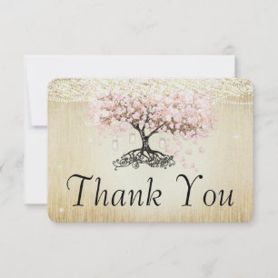 Rose Gold Fairy Lights Herzleaf Tree Vielen Dank Dankeskarte