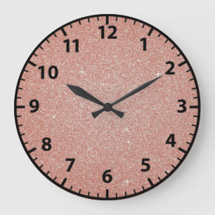 Rose Gold Falsch Glitter Girly Wall Clock Große Wanduhr