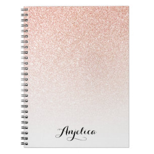 Rose Gold Falsch Glitter Shadow Script Name Notebo Notizblock