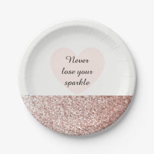 Rose Gold Falscher Glitter Glanz Pappteller