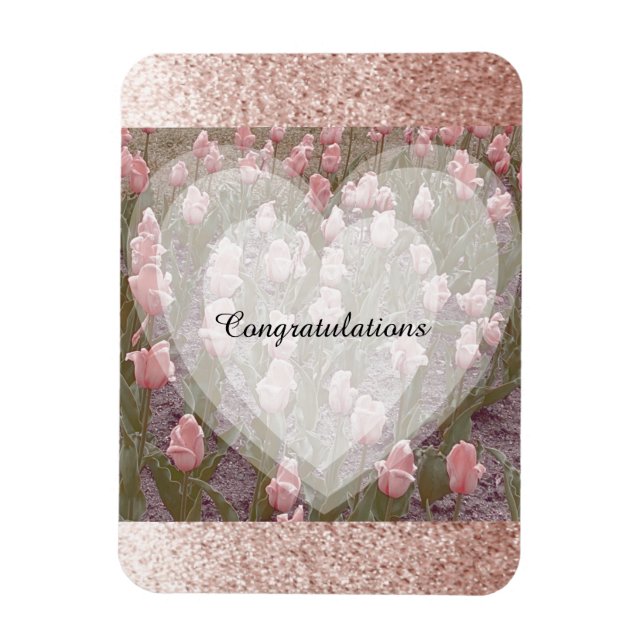 Rose Gold Falscher Glitter Gratulation Magnet (Vertikal)