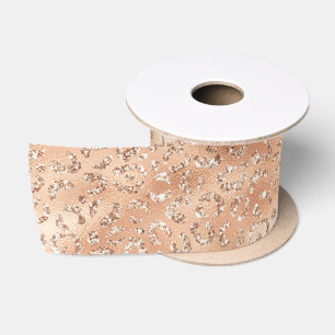 Rose Gold falscher Glitter Leopardenprint Satinband