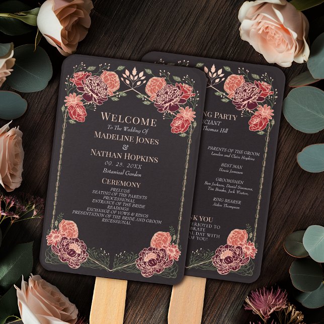 Rose Gold Fantasy Enchanted Garden Wedding Program Fächer (Von Creator hochgeladen)