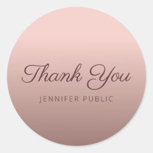 Rose Gold Farbe Danke Sie Script Monogramm Vorlage Runder Aufkleber