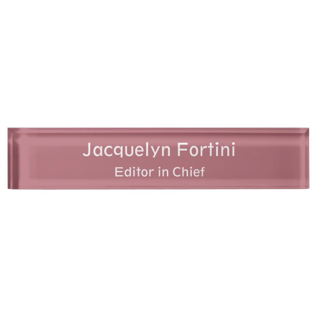 Rose Gold Farbe Schlicht Elegant Modernes Minimali Namensplakette (Vorderseite)