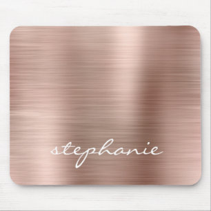 Rose Gold Faux Gebürstetes Metall Personalisiert Mousepad