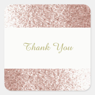 Rose Gold Faux Glitter Danke Quadratischer Aufkleber