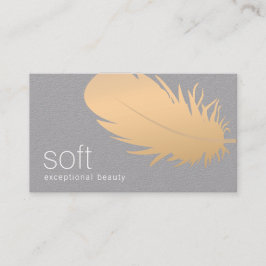 Rose Gold Feather Esthetician Skincare Grau Visitenkarte