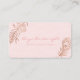 Rose Gold Fether Blush Romance Business Cards Visitenkarte (Vorderseite)