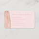 Rose Gold Fether Blush Romance Business Cards Visitenkarte (Rückseite)