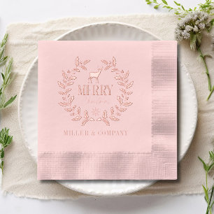 Rose Gold Firmen-Weihnachts-Hirsch-Kranz Servietten Mit Folie
