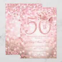 Rose Gold Floral 50. Geburtstag Glam Lights