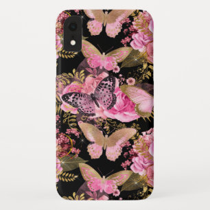 Rose Gold Floral and Butterfly Girl Muster Case-Mate iPhone Hülle