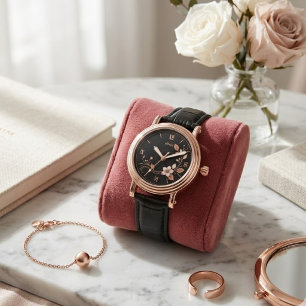 Rose Gold Floral Armbanduhr