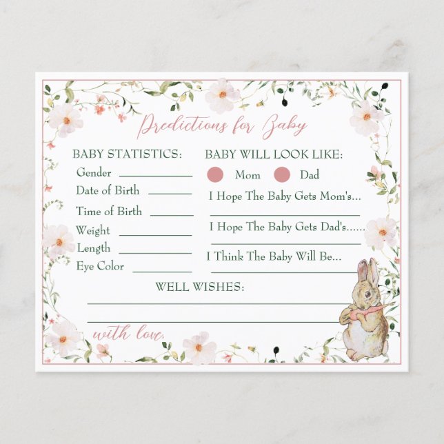 Rose Gold Floral Baby Bunny Showcard (Vorderseite)