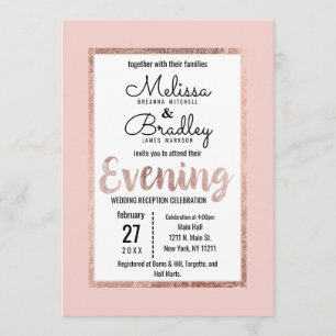Rose Gold Floral Blush Pink Pinsel Script Abend Einladung