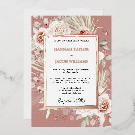 Rose Gold Floral Boho Dusty Rose Wedding Folieneinladung
