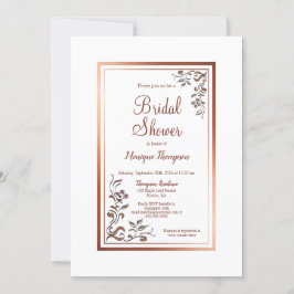 Rose Gold Floral Border Brautparty Einladung