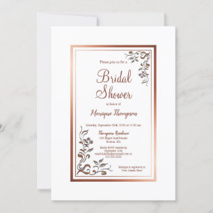 Rose Gold Floral Border Brautparty Einladung