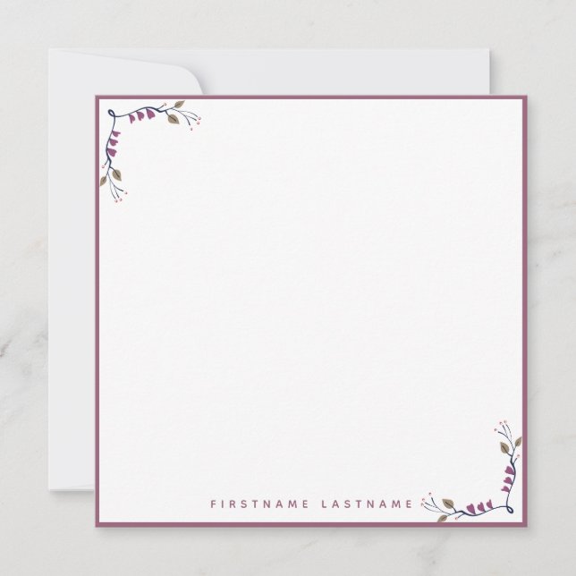 Rose Gold Floral Border Mitteilungskarte (Vorderseite)