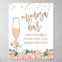 Rose Gold Floral Brautparty Mimosa-Zeichen