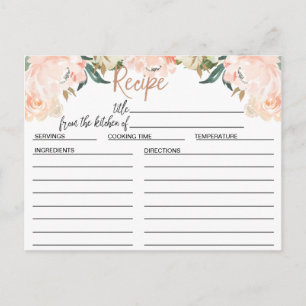 Rose Gold Floral Brautparty Rezept Karte