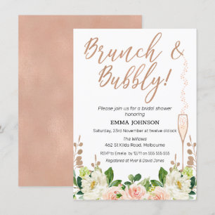 Rose Gold Floral Brunch Bridal Dusche Einladung