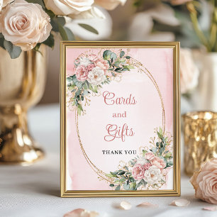 Rose Gold Floral Eucalyptus Karten und Geschenke B Poster