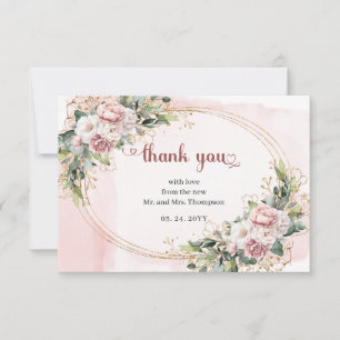 Rose Gold Floral Eukalyptus Elegante Hochzeit   Dankeskarte
