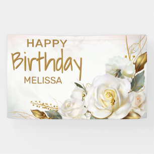 Rose Gold Floral Geburtstag Banner