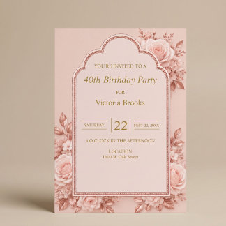 Rose Gold Floral Geburtstagsfeier Einladung