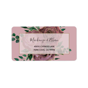 Rose Gold Floral Glam Wedding RSVP Rücksendeadress Adressaufkleber