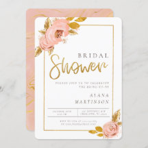 Rose Gold Floral Glitzer Bridal Dusche Einladung