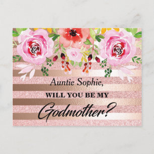 Rose Gold Floral Godmutt Vorschlag Postkarte