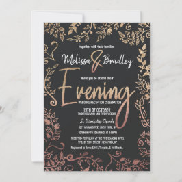 Rose Gold Floral Gold Glitzer Ombre Abend Einladung