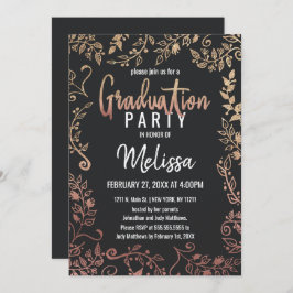 Rose Gold Floral Gold Glitzer Ombre Abschluss Einladung