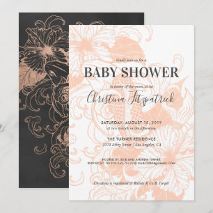 Rose Gold Floral Koi Babyparty-Einladung Einladung
