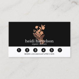 Rose Gold Floral Logo auf der Black Loyalty Card Treuekarte
